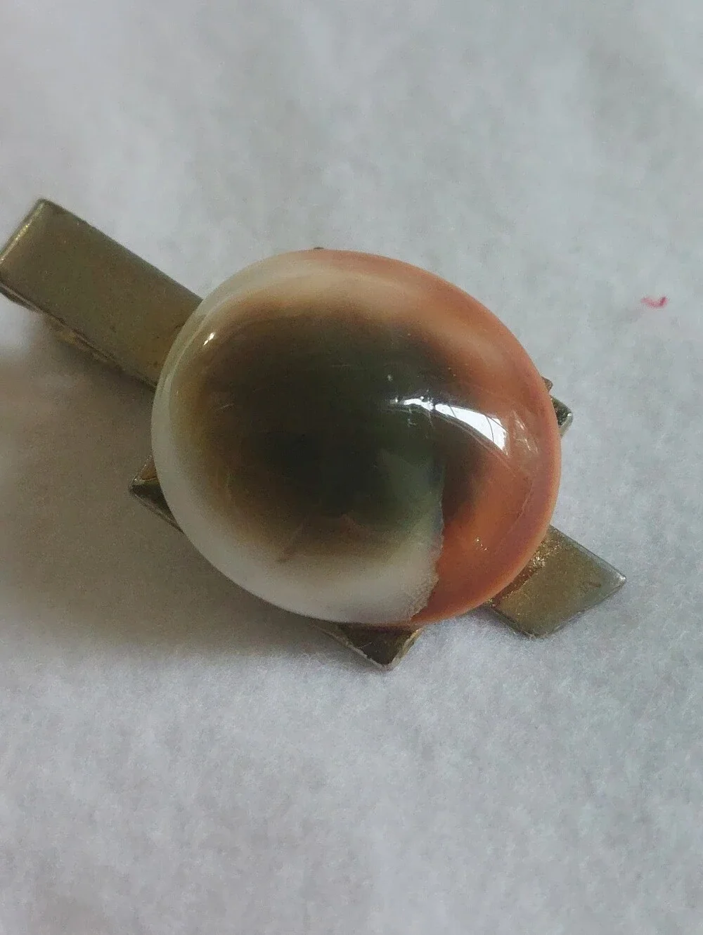 Vintage Anson Mid-Century Modernist Eye Tie Clip Cabochon Estate Men's Jewelry